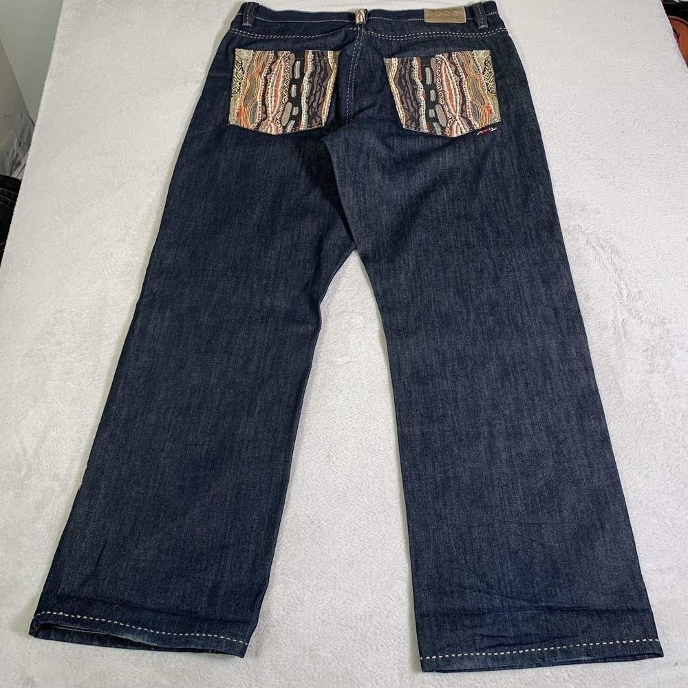 COOGI Mens 40x34 Dark Wash Jeans Tapestry Pocket Y2K Cotton Baggy Psychedelia‎